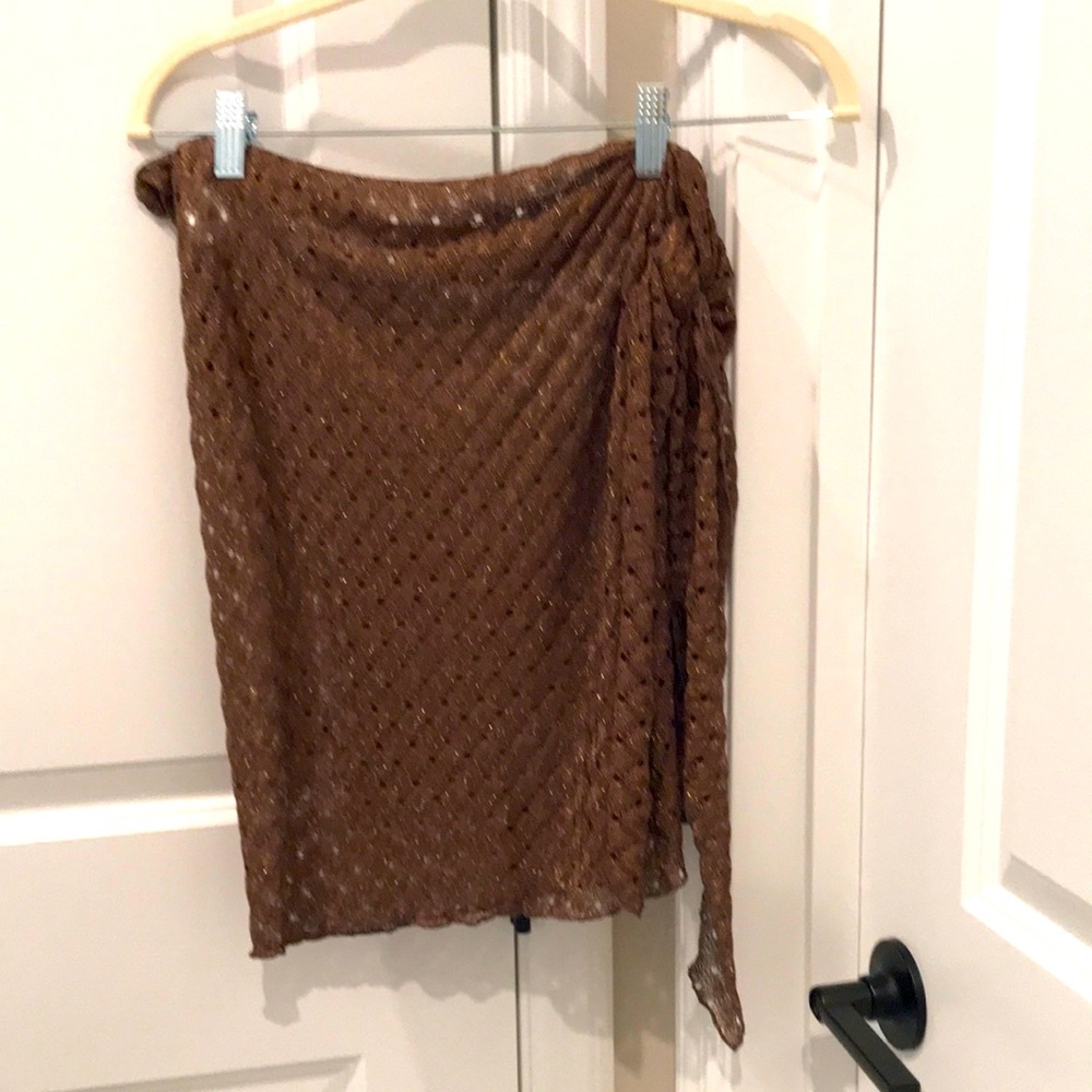 NWT Elip for Jordan Taylor Brown Sheer Wrap Swim Skirt size O/S